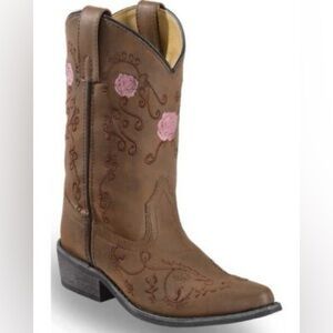 SHYANNE GIRLS' FLORAL EMBROIDERED WESTERN BOOTS - SNIP TOE